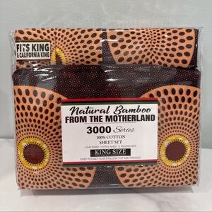 Natural Bamboo From The Motherland King Size Sheet Set - Brown & Yellow